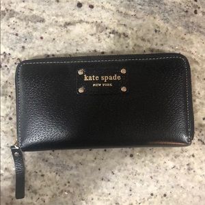 Kate Spade black leather continental wallet